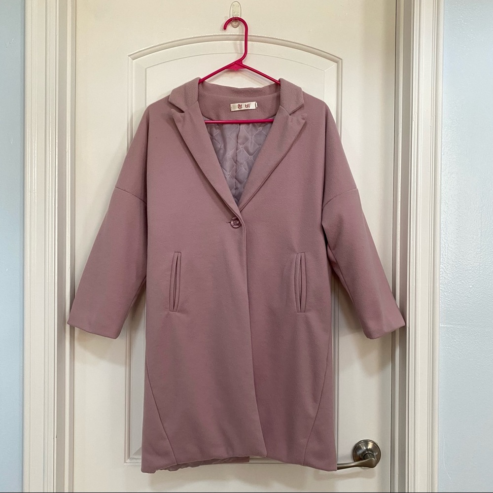 Yes Style Single Button Drop Sleeves Pink Coat Size S - Picture 2 of 14